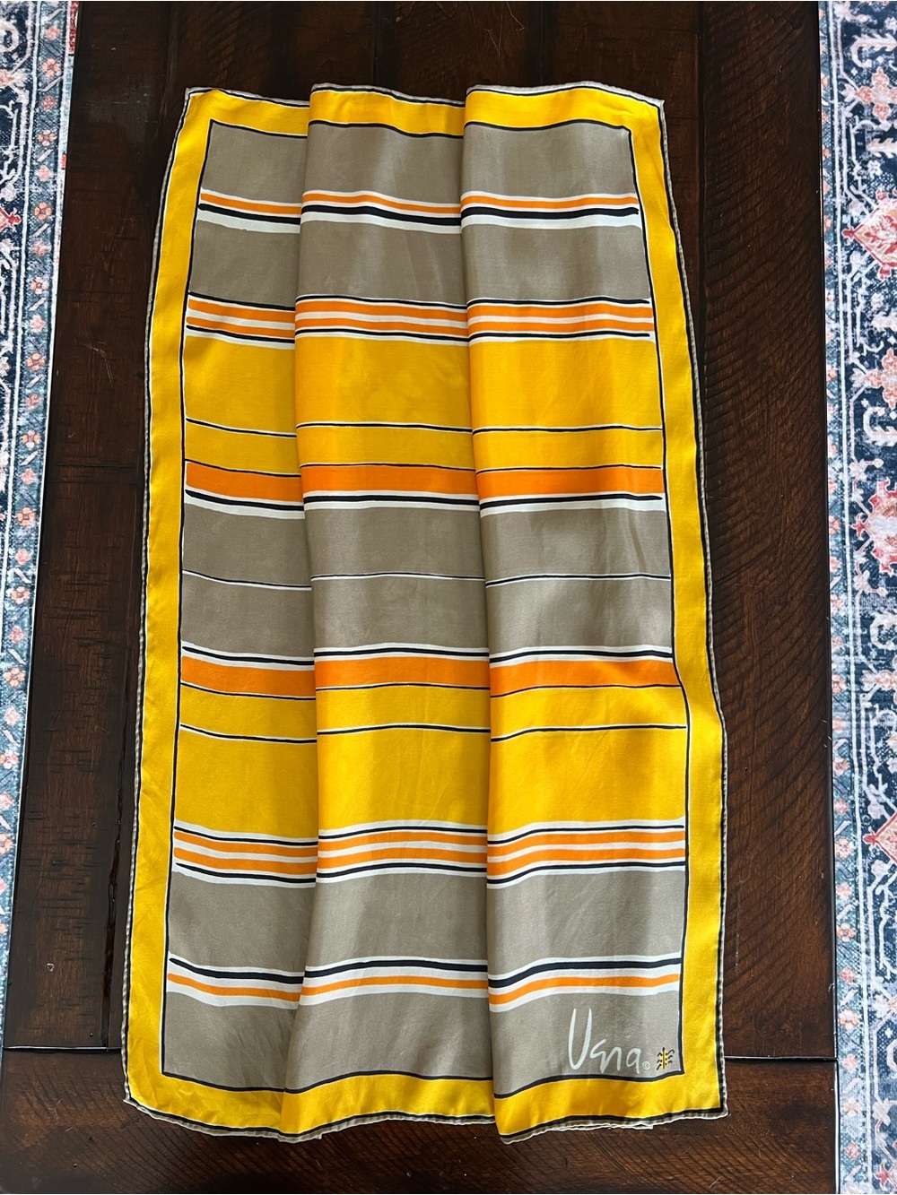 Vintage Vera Neumann Ladybug Scarf 32” Mod Geometric Stripes 60s 70s